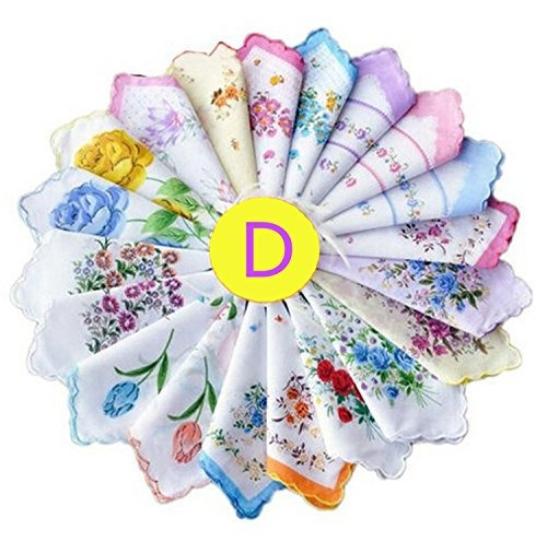 Dillian Mujeres Vintage Floral Wedding Party Cotton Handkerc