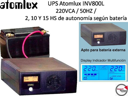 Ups Atomlux Inv800l / 220vca / 50hz / Apto P/batería Externa