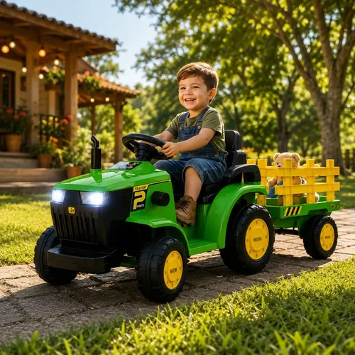 Trator Elétrico Infantil Verde E Amarelo 12v - R$ 969,9