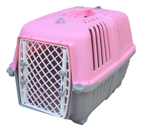 Caja Transportadora Para Perros Y Gatos De Viaje Reforzada Color Rosa