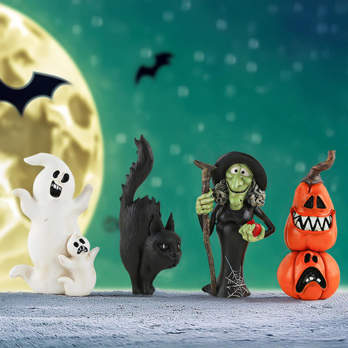 2 Estatuilla De Resina De Halloween, Adornos Calabaza