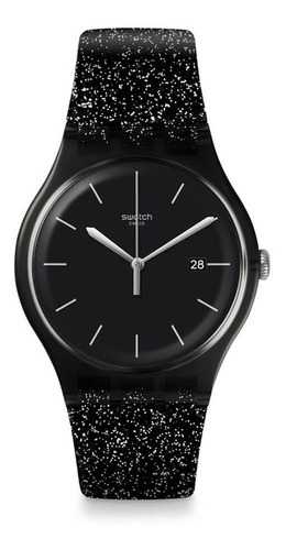 Reloj Swatch Glitter Negro De Mujer Con Fecha Mod. Suob403