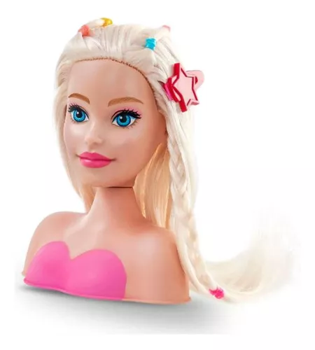 Boneca Barbie Maquiar E Pentear Busto 3 Acessorios - Pupee