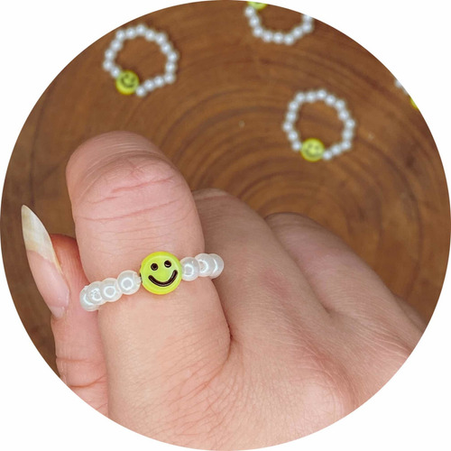 Anel Smile Pérola Diferente Divertido Moda Indie Aesthetic