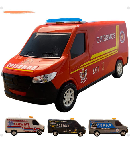 Miniatura Mercedes Sprinter Van Brinquedo Bombeiro Policia