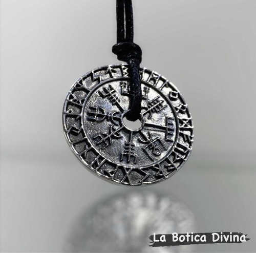 Dije Vegvisir O Brújula Vikinga Con Runas En Plata 950