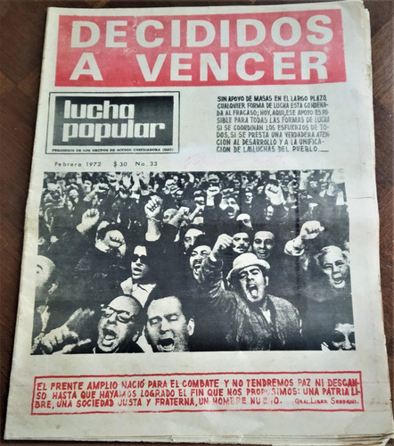 1972 Uruguay Izquierda Radical Gau Mensuario Lucha Popular