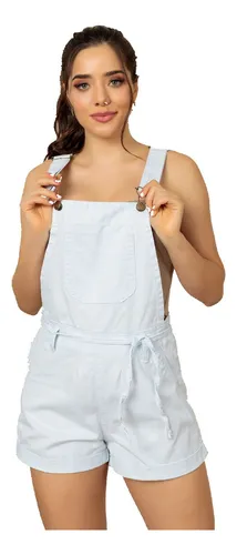 Macacão jeans cheap branco curto