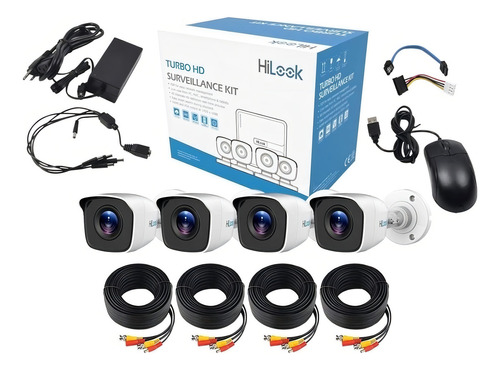 Kit Circuito Cerrado Hilook Dvr 8ch 4 Cam 1080p Hl28lqkits-m