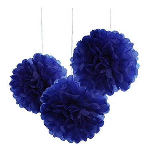 10pcs Azul Real Tela Hanging Pompones De Papel