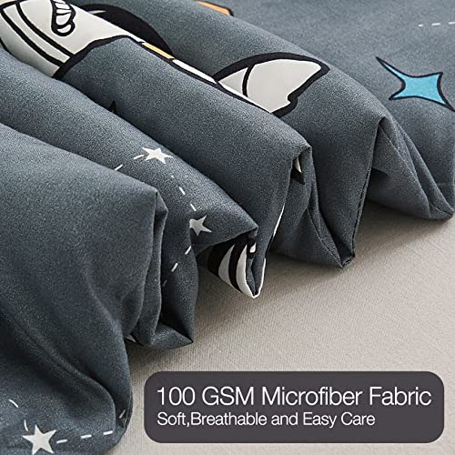 Juego De Edredón Gris Astronauta Para Niños 2 Pzs