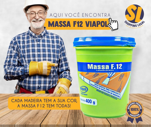 Imagem 3 de 6 de Massa F12 Div. Cores Calafetar Reparar Madeira 400g Viapol