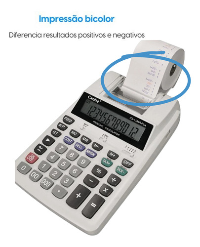 Calculadora De Mesa Com Bobina 12 Digitos Impressão Bivolt