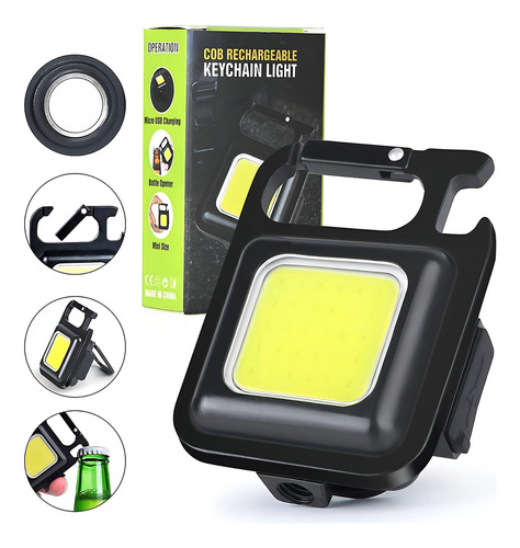 Mini Linterna 30 Led Cob Llavero Recargable Magnetico Potent Luz Blanco Frio Blanco Frio