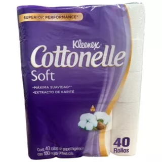 Papel Higiénico Kleenex Cottonelle Soft Care Con 40 Rollos