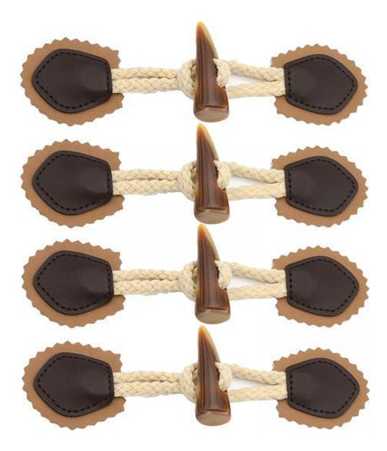 2 X 4 Pares De Coser-en Toggles Con Botón Marrón Marrón