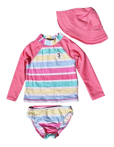 Conjunto De Camisas Rash Guard Traje De Baño Para Niñas, 3 P