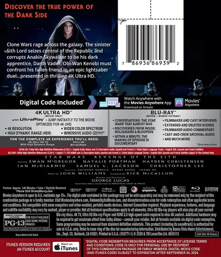 Star Wars Episode Iii Revenge Of The Sith 4k Ultra Hd + Br