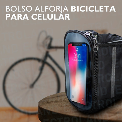 Imagen 9 de 10 de Bolso Porta Celular Táctil Bicicleta Impermeable Alforja