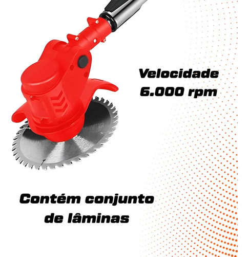 Aparador Cortador De Grama Elétrico Á Bateria Roçadeira Cor Vermelho