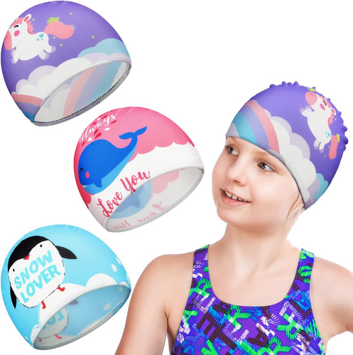 Paquete De 3 Gorros De Natación Para Niños Gorros De Baño Go