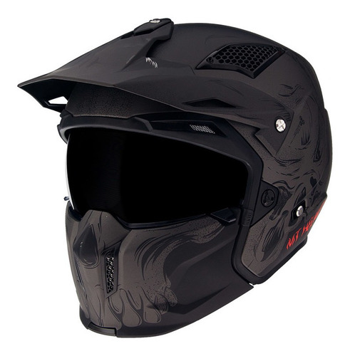 Casco Moto Abierto Mt Streetfighter Darkness A2 Gris Mate Tamaño Del Casco Xl
