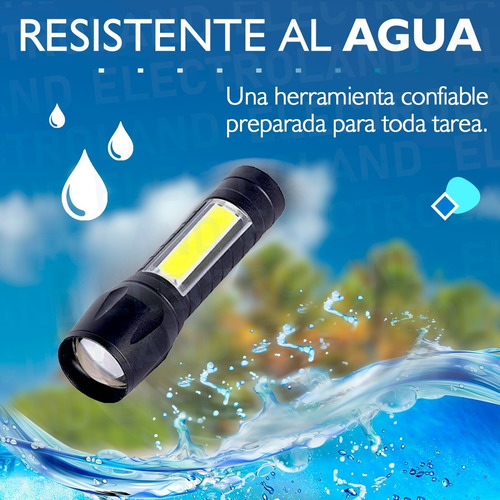 Imagen 4 de 10 de Mini Linterna Portátil Táctica Led Recargable Usb Zoom