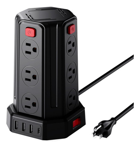 Multicontacto Torre Con 12 Salidas,3 Usb Y 1 Tipo C Carga 3m