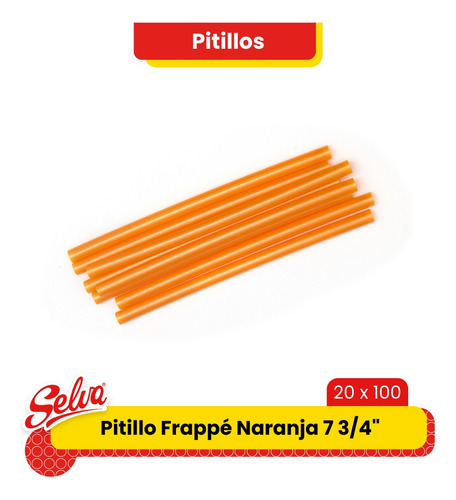Pitillo Frappé Naranja 7 3/4''