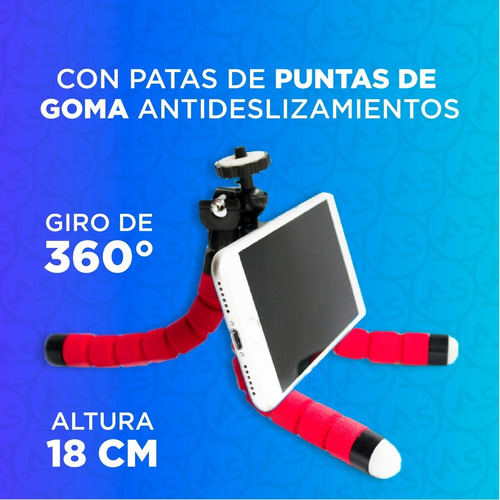 Imagen 6 de 10 de Soporte Tripode Araña Flexible Porta Celular Camara De Fotos