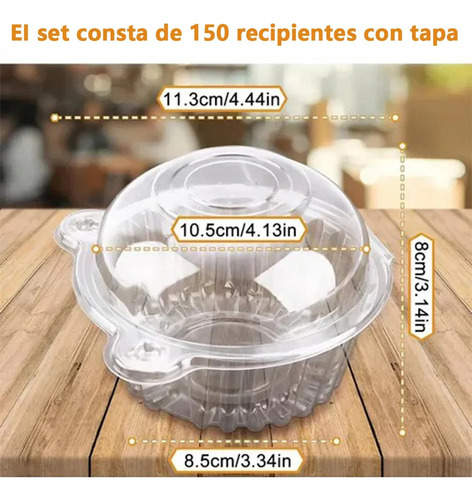 150 Vasos Con Domo Estándar Cupcake Caja Individual Y
