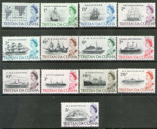 Tristan Da Cunha 13 Sellos Carabelas, Veleros, Barcos 1965