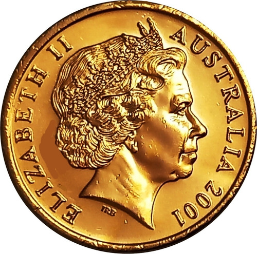 Australia 10 Cents Del Año 2001 Con Baño Oro 24k - Isabel Ii