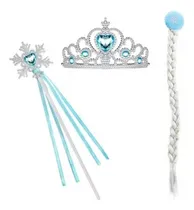 Comprar Set Frozen Trenza + Varita + Corona Kit Disfraz Elsa Anna 