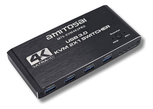 Switch Kvm 2 Puertos Con Audio Amitosai Mts-kvm4k2pro S1