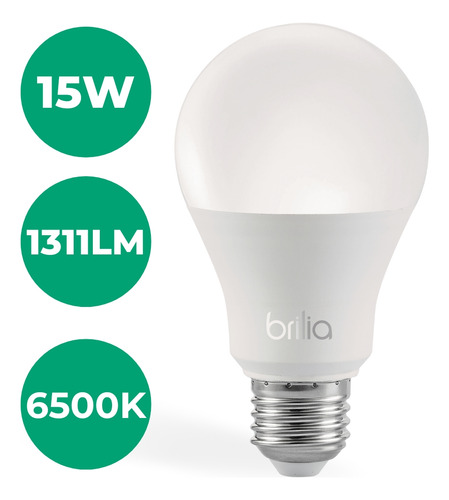 307896 Lampada Led Bulbo 15w 6500k 1300lm E27 Brilia