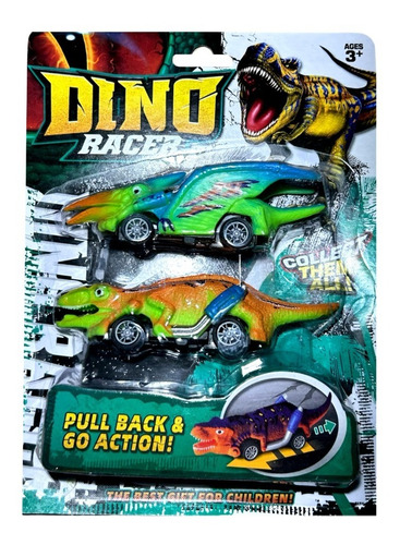 Imagen 4 de 8 de Auto X2 Dinosaurio Rex Coche Arrastre Pull Back