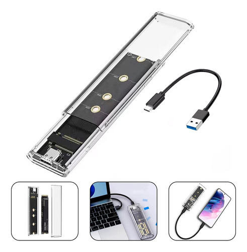 Cofre Ssd M.2 Usb C A Usb 3.1 Case Pcie Nvme 10gbp Acrílico