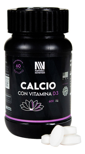Natural Nutrition Calcio Con Vitamina D3 Suplemento 60c