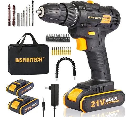 Taladro Inalámbrico De 21 V 2 Baterías Y Cargador, Ju...