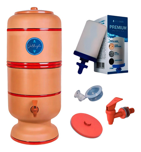 Talha Filtro De Barro Valdrighi Tradicional Com Vela De Cerâmica Tripla Ação Total 5 Litros Água Pura E Geladinha