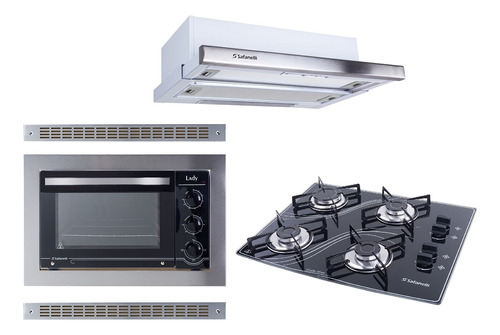 Kit Forno Embutir 45l Cooktop 4b Depurador Embutir Safanelli