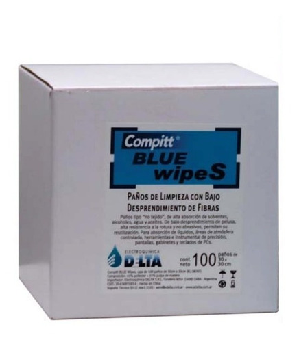 Paño De Limpieza Delta Compitt Blue Wipes 100 No Tejido