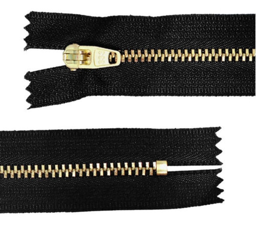 100 Zíper Metal 18cm Para Calça Jeans Preto Atacado