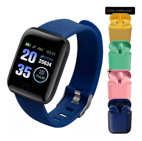 Smartwatch 116 Plus Redes Sociales + Auriculares Inalam