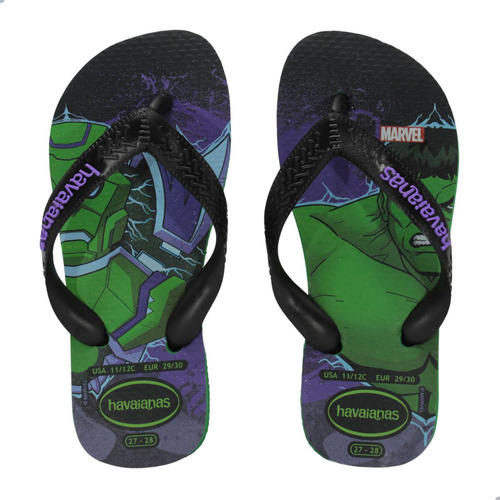 Chinelo Meninos Havaianas Marvel Personagens Hulk Verde