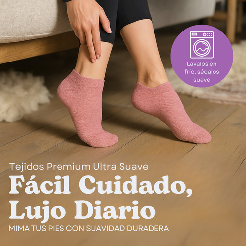 5 Calcetines Mujer Corte Bajo Premium Ultra Suaves Vrskl0017 Rosa/blanco/negro Liso Único