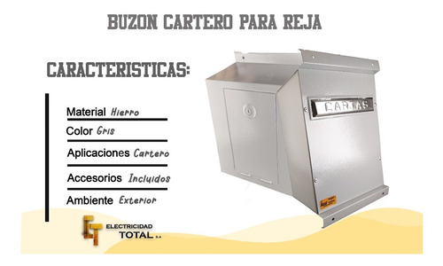 Imagen 4 de 10 de Buzón Cartero Para Reja Negro Esmaltado Con Soporte Y Llave