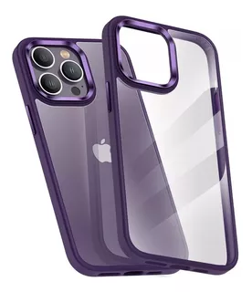 Capinha Para iPhone 14 Todos, Borda Roxo Fundo Transparente