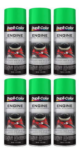 Paq 6 Pinturas Color Verde Para Motor Con Resina Ceramica 